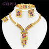 4-Piece 18K Gold Plated Jewelry Set – Necklace, Bracelet, Earrings & Ring for Women | Elegant Banquet & Wedding Jewelry