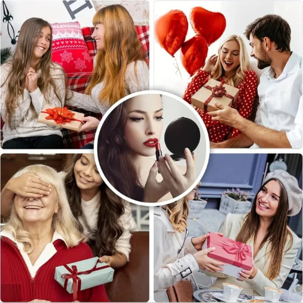 LED Lighted Travel Makeup Mirror – Double-Sided 2x/5x Magnification, Foldable USB Rechargeable Compact Handheld Mirror