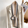 Women's Silk-Feel Printed Long Narrow Scarf 12 x 148 cm (4.7 x 58.3 in) - 50+ Colors | Headband & Shawl
