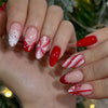 24-Pack Christmas Green Snowflake Press-On Nails with Rhinestones – Holiday False Nail Set for Women