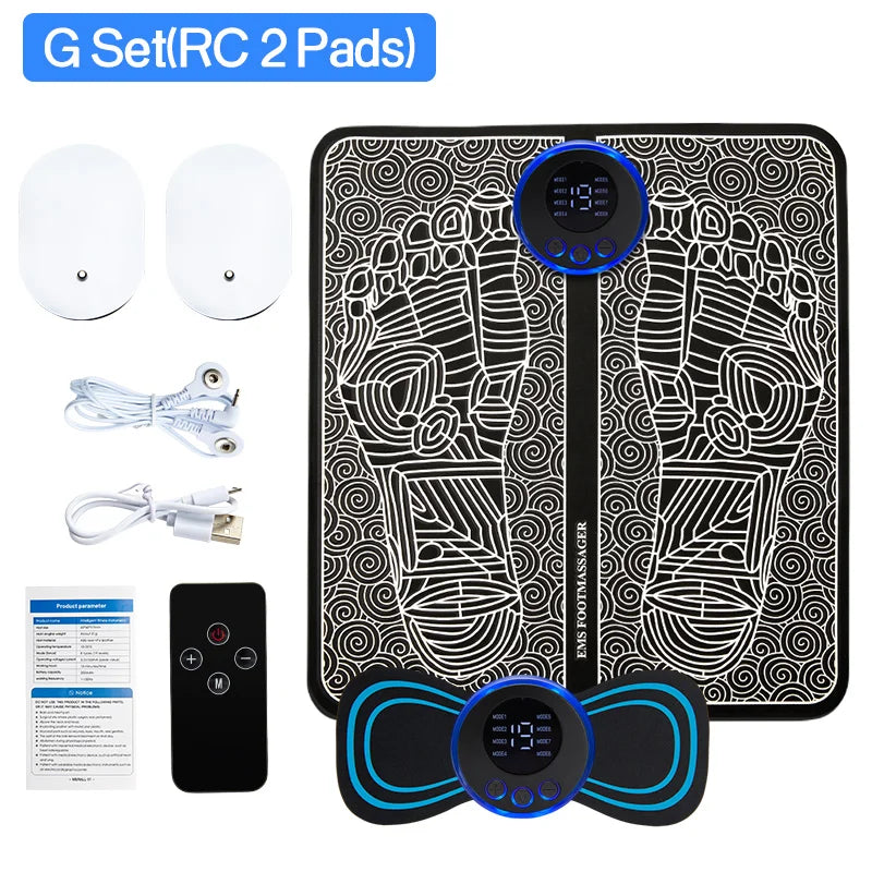 MERALL EMS Foot Massager Pad — Portable Rechargeable Acupoint Stimulator, 8 Modes & 19 Intensity Levels for Improved Circulation and Muscle Relief