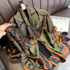 Luxury Horse Print Square Scarf - Vintage Imitation Silk Shawl Head Wrap, Windproof, 110 x 110 cm (43.3 x 43.3 in)