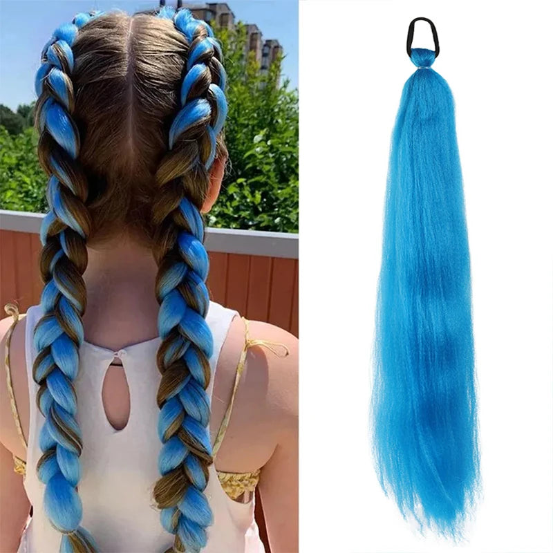 Women's Long Straight Ponytail Wig Extension - High-Temp Fiber, Festive & Braidable (1 Piece)