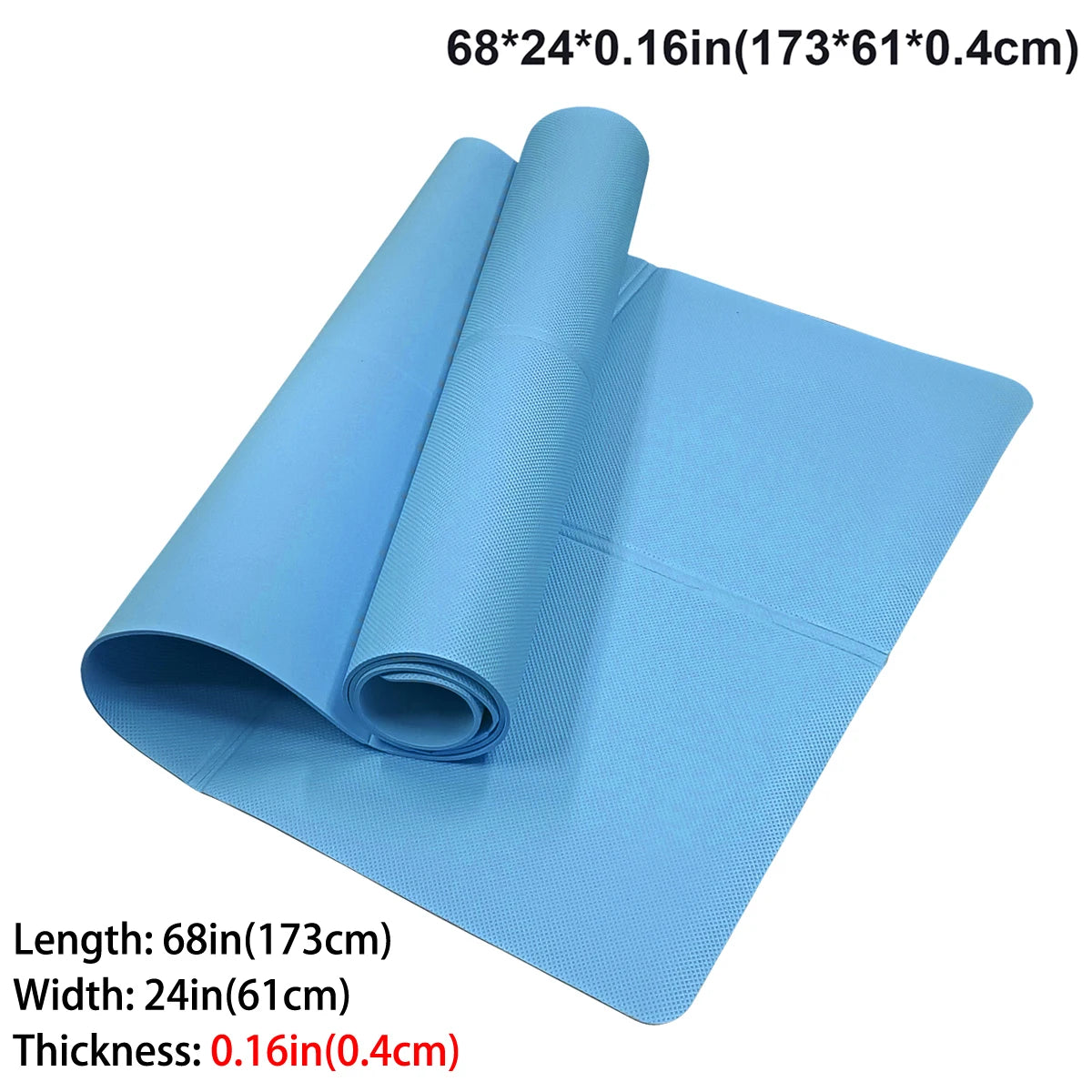 4mm EVA Yoga Mat 173 x 61 cm (68 x 24 in) Foldable Non-Slip Exercise Pilates Gym Mat