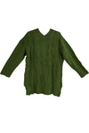 Plus Size Cable Knit V-Neck Pullover Sweater — Long Sleeve Side Slit, Casual Knit Top