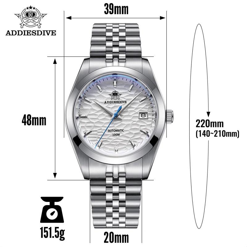 ADDIESDIVE Matching His & Hers Automatic Mechanical Watches, Sapphire Crystal, 316L Stainless Steel, 100m Water-Resistant Diver Gift