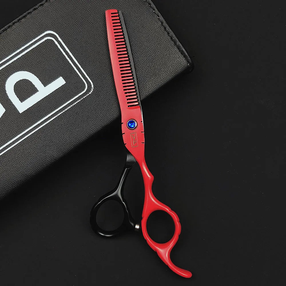 6.0 Inch (15.2 cm) Professional Japanese 440C Hairdressing Scissors Set – 28-Tooth Thinning Shears, Adjustable Ergonomic Salon Barber