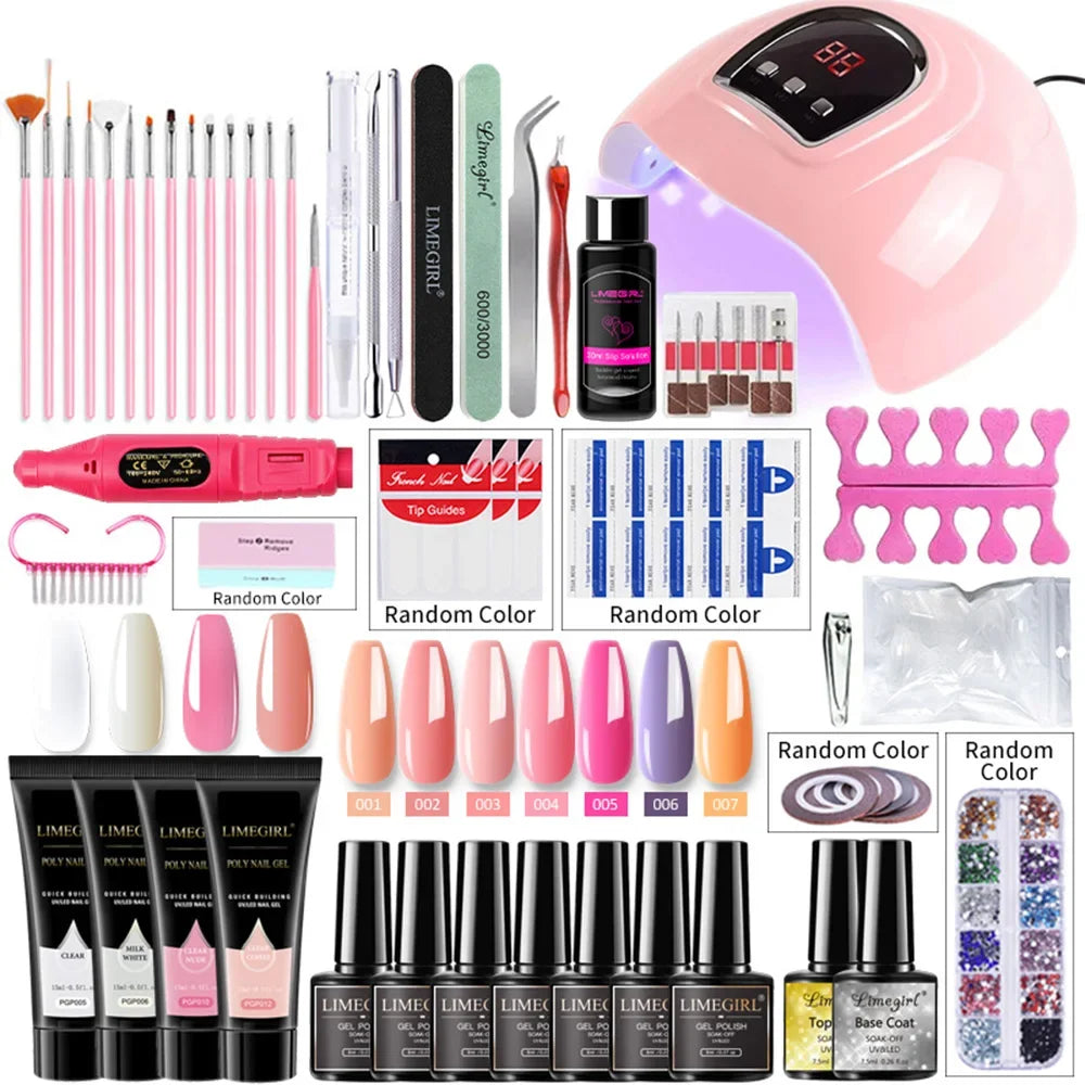 LIMEGIRL Gel Nail Kit with UV/LED Lamp, Electric Nail Drill & Soak-Off Manicure Set