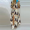 Vintage Boho Printed Maxi Shirt Dress — Turn-Down Collar Button-Front Oversized Beach Robe