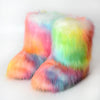 Women's Faux Fur Mid-Calf Snow Boots - Fluffy Plush Winter Warm Flat Outdoor Fashion Boots