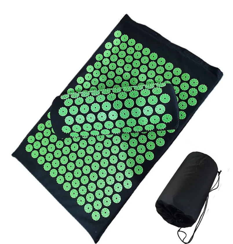 Acupressure Shakti Mat with Pillow – Spike Massage Mat for Back & Body Pain Relief, Yoga Relaxation (68×42×2 cm / 26.8×16.5×0.8 in)