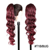 Long Ombre Blonde Synthetic Clip-In Braided Wavy Ponytail Hairpiece — Black to Brown Hair Extension