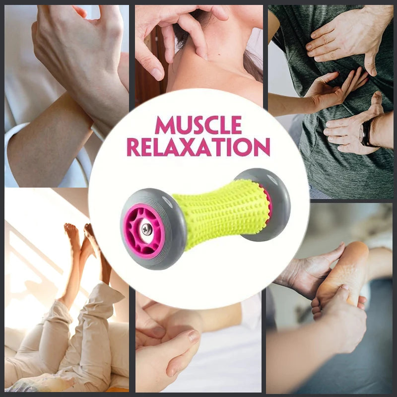 Portable Fascia Foot & Full-Body Massage Roller Stick for Feet, Legs and Neck — Handheld Muscle Massager (Blue, Pink)