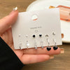 Korean Star Moon Butterfly Stud Earring Set Vintage Aesthetic Heart Y2K Jewelry for Women