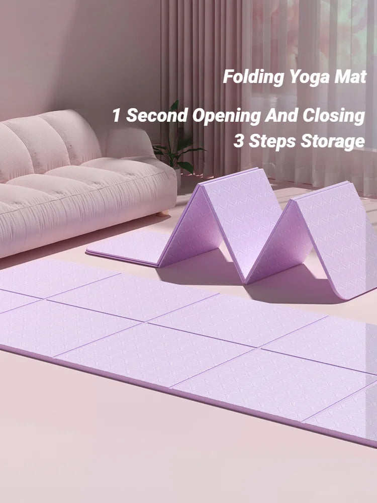 Foldable Yoga Mat 183 x 61 cm (72 x 24 in), 4mm – Eco-Friendly TPE Travel Mat | Double-Sided Non-Slip for Pilates, Yoga & Floor Workouts