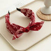 Cotton Cashew Flower Print Wide Soft Headband Bow Cross Ethnic Hair Hoop for Women