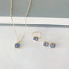 Luxury Cube Jewelry Set – Women's Necklace, Earrings & Ring Trio, Elegant Gift for Valentine's Day & Christmas