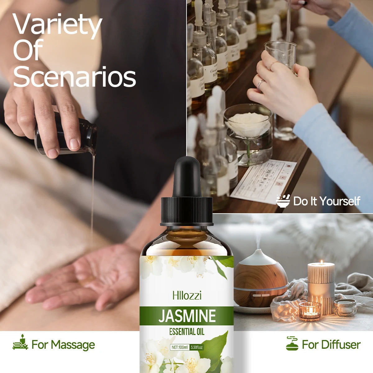 Jasmine Essential Oil – Pure Jasminum Sambac for Massage, Aromatherapy & Facial Care, Long-Lasting Fragrance