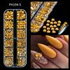Mini Caviar Beads Nail Art 12-Grid Gold and Silver Micro Ball Charms 0.5–3mm (0.02–0.12in) with Magnetic Picker Pen