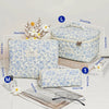 Quilted Cotton Makeup Bag – Zipper Cosmetic Organizer Box-Shaped Toiletry Case for Women & Girls