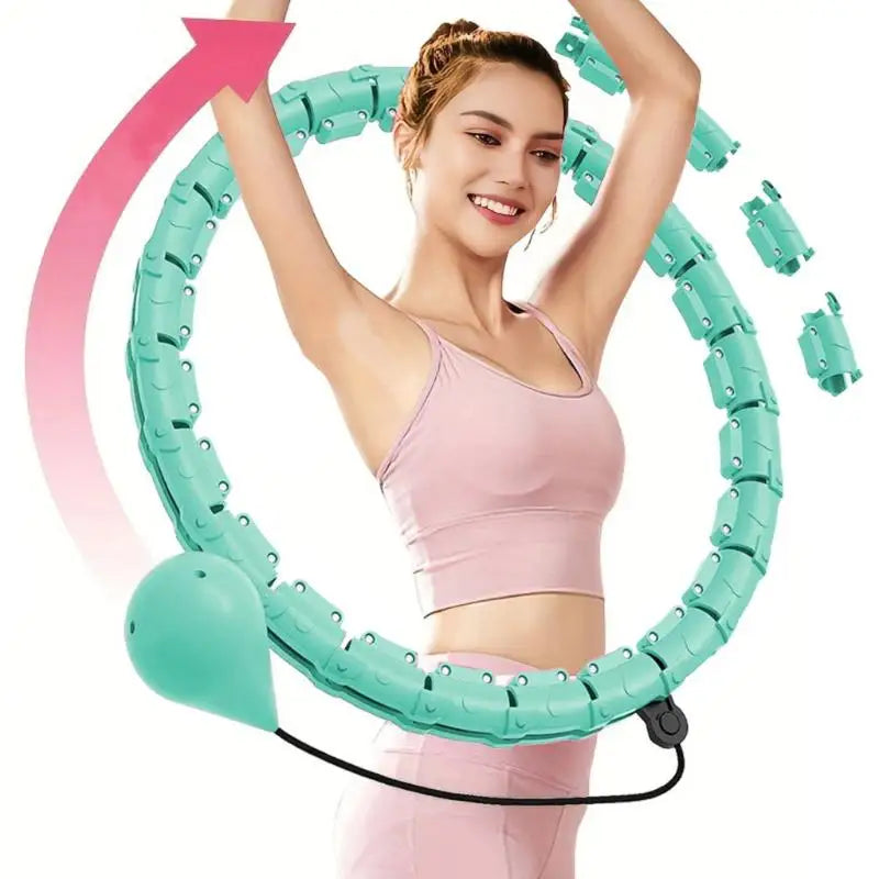 Smart Adjustable Weighted Hula Hoop – 15–24 Detachable Links, 17.72 in (45 cm) 360° Rolling Massage Fitness Hoop for Adults Weight Loss