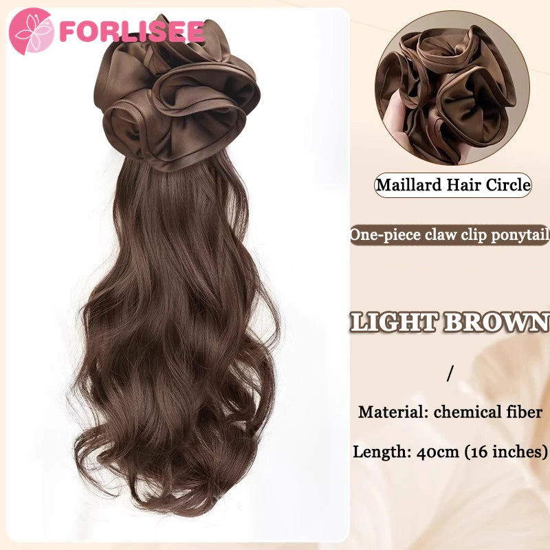 Black Clip-In Curly Ponytail Claw Clip - Synthetic Wavy Layered Low Ponytail Hairpiece