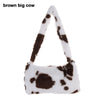Women's Faux Fur Plush Underarm Shoulder Bag - Cow & Leopard Print Mini Purse