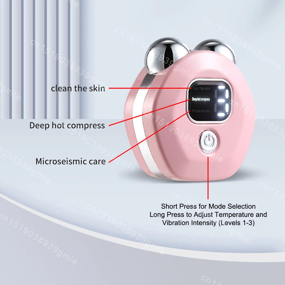 Microcurrent Facial Massager Roller — Vibration EMS Face & Neck Lifting Skin Tightening Anti-Wrinkle Device