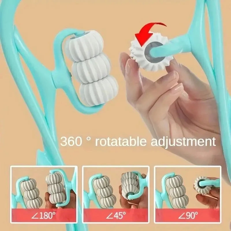 Six-Wheel Cervical Neck Massager Roller – Clip-On Manual Neck, Shoulder & Back Kneading Tool