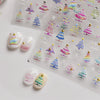 Gold Snowflake & Snowman 3D Self-Adhesive Christmas Nail Stickers with Rhinestones, 10.3 x 8 cm (4.06 x 3.15 in) Sheet