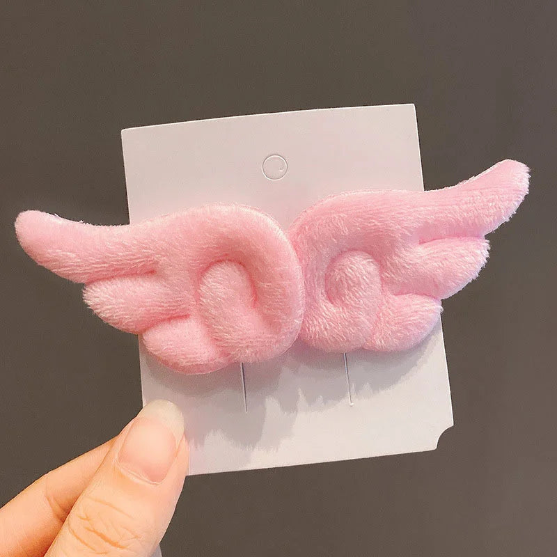 Plush Angel Wing Hairpin for Girls - Cute Soft Hair Clip Barrettes Headwear