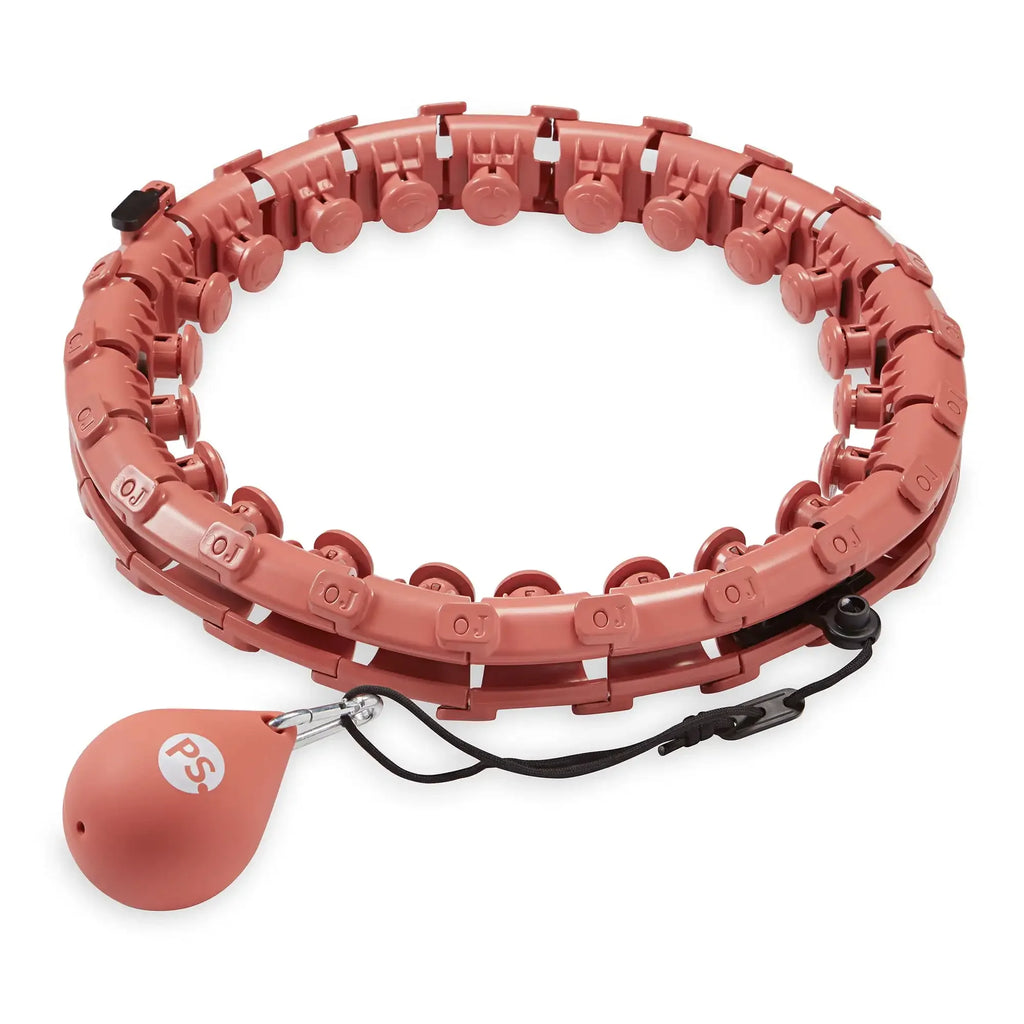 Weighted Fitness Hoop Coral – Adjustable Hula Hoop with 1 lb Rotating Weight, Fits up to 55 in (140 cm) Waist