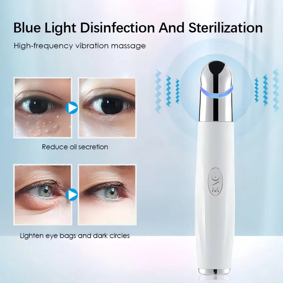 VIMYSHOW 3-in-1 LED Photon Eye & Face Massager — USB Rechargeable Vibration Wand for Dark Circles, Eye Bags & Puffiness