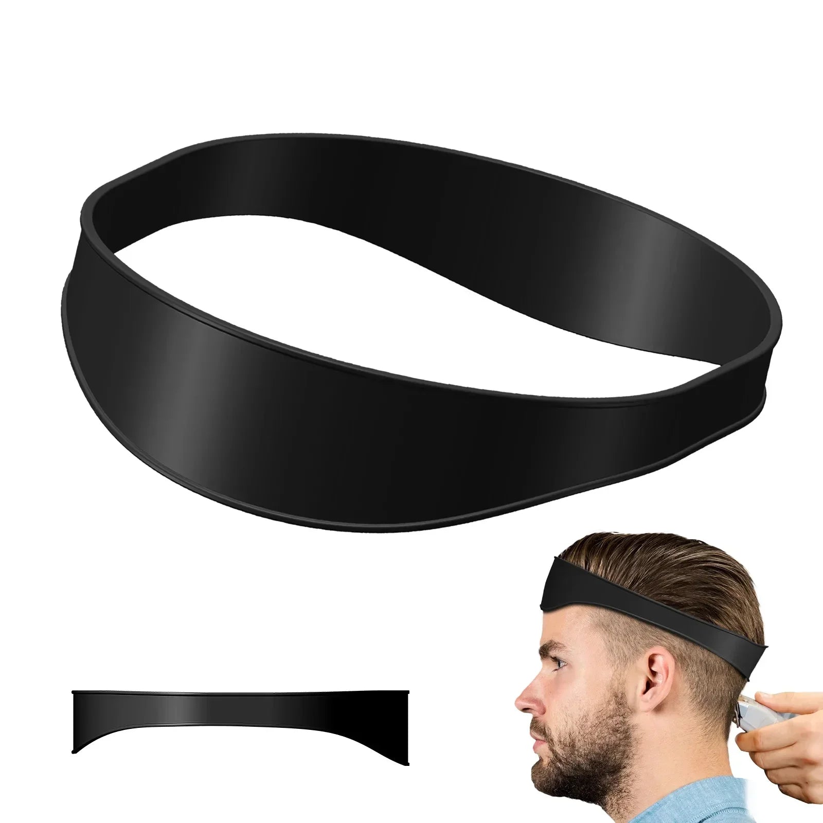 Silicone Neckline Haircut Guide Headband – Curved Barber Template for DIY Fades, Hands-Free Trimming (Fits Most 21.5 in / 54.6 cm)