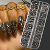 Mini Caviar Beads Nail Art 12-Grid Gold and Silver Micro Ball Charms 0.5–3mm (0.02–0.12in) with Magnetic Picker Pen