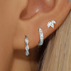 3-Pack Crystal Flower Tragus and Huggie Hoop Earring Set Gold & Silver for Cartilage, Helix & Lobe Piercing