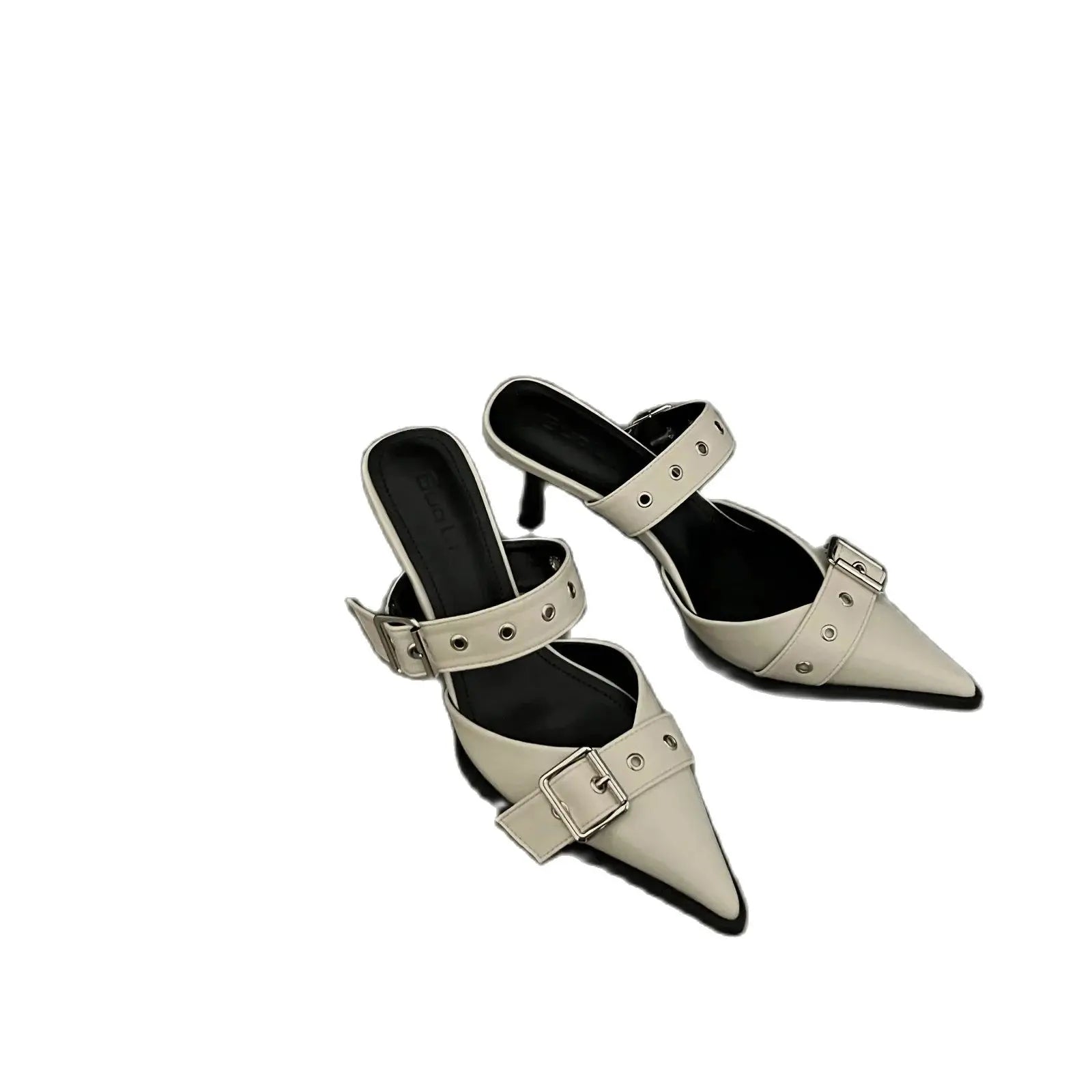 Women's Summer Pointed Toe Buckle Strap Thin High Heel Sandals - Silver PU Platform Party Shoes