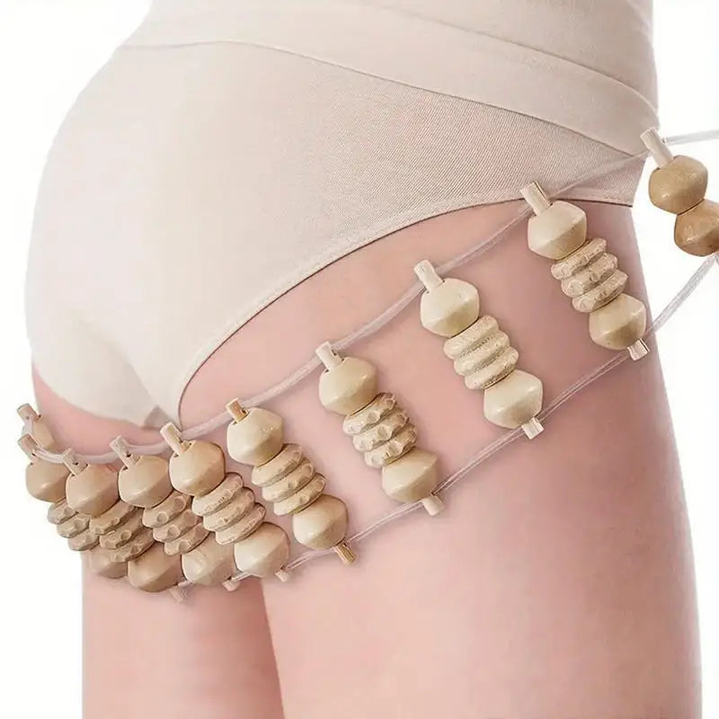 Wooden Handheld Massage Roller and Gua Sha Tool – Full-Body Trigger Point Massager for Women & Men