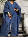 Women’s V-Neck Long Sleeve Wide-Leg Jumpsuit – Elegant High-Waist Calf-Length Polyester Romper