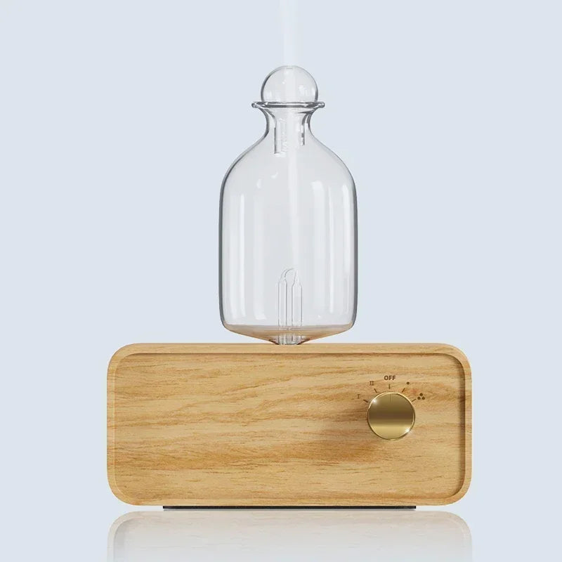 Nebulizing Essential Oil Diffuser - Battery Operated Wood and Glass Aromatherapy Diffuser for Home & Office