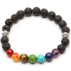 7 Chakra Natural Stone Bracelet, Black Braided Rope, Reiki Healing Yoga Meditation Unisex 17.4 cm (6.85 in)