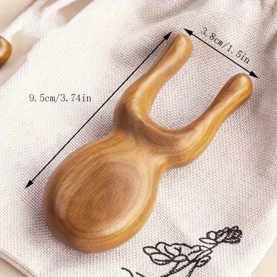 Sandalwood Frog Gua Sha Massage Tool – Portable Wooden Face, Eye, Ear & Nose Massager (1pc)