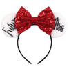 Sequin Snowflake Mouse Ear Headband with 5\" (12.7 cm) Bow – Kids & Adults Festival Party Cosplay Hairband