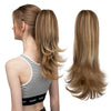 SARLA Clip-In Wavy Ponytail Extension 14 in (35 cm) - Synthetic High-Temp Fiber with Claw Clip & Elastic Band