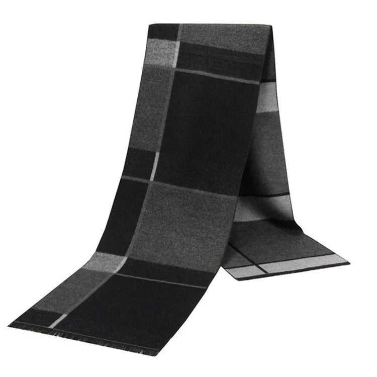 Men's Cashmere-Feel Scarf 180 x 31 cm (71 x 12 in) Plaid Stripe Pashmina Shawl Warm Winter