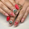 24-Pack Christmas Green Snowflake Press-On Nails with Rhinestones – Holiday False Nail Set for Women