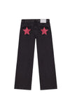 Blue High-Waisted Y2K Harajuku Baggy Jeans with Five-Point Star Embroidery Women's Casual Straight Denim