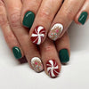 24-Pack Christmas Green Snowflake Press-On Nails with Rhinestones – Holiday False Nail Set for Women