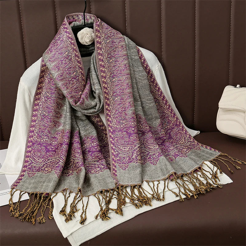 Cashmere-Feel Pashmina Shawl – Women's Warm Winter Scarf Wrap, 70 x 190 cm (27.6 x 74.8 in)