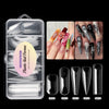 Dual Nail Forms 75/150PCS, 5 Shapes 15 Sizes Full-Cover Acrylic & Gel Nail Extension Molds (Square, Almond, Stiletto, Curved, Short Square)